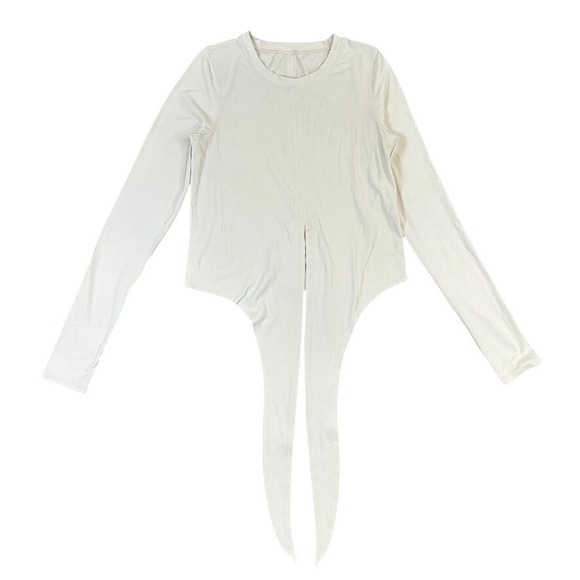 Lululemon Tops - Lululemon Its A Tie Long Sleeve Shirt Cream Off White Split Hem Wrap Top Size 6